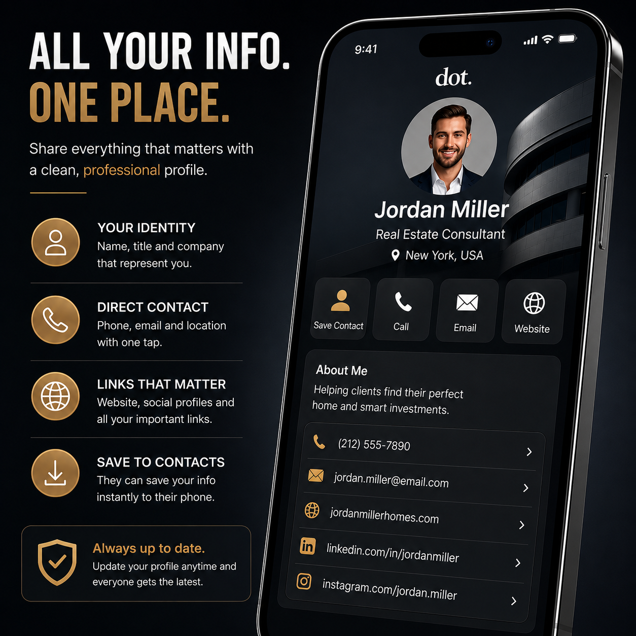 💼 💳 dot.Metal NFC Business Card – Smart Digital Contact Sharing Card