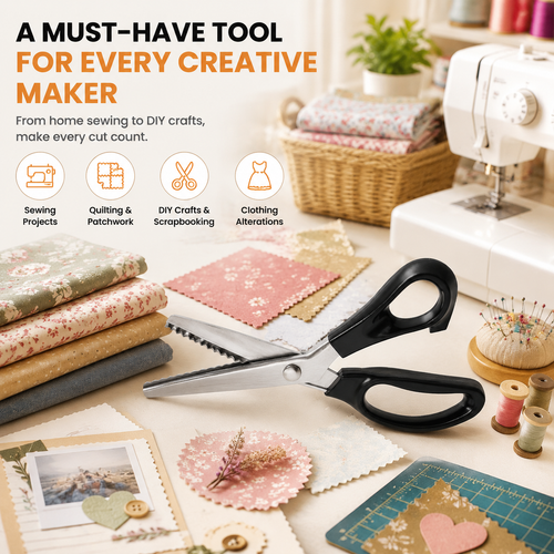 ✂️Professional Pinking Shears – Stainless Steel Zigzag Fabric Cutting Scissors✨🧵