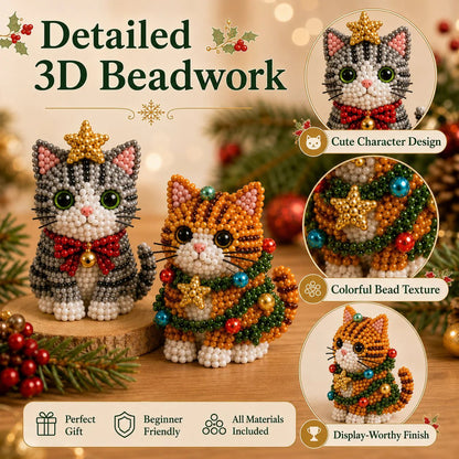 💥🏆Create Your Own 3D Beaded Christmas Cats | Beginner-Friendly DIY Kit🎁