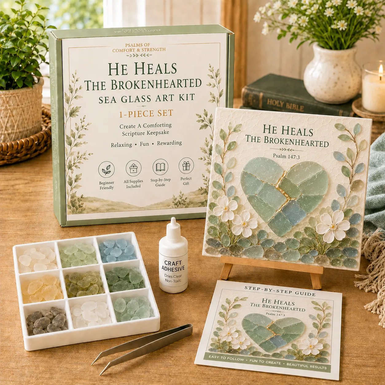 🎉 ✝️ Psalms of Comfort & Strength Sea Glass Art Kit
