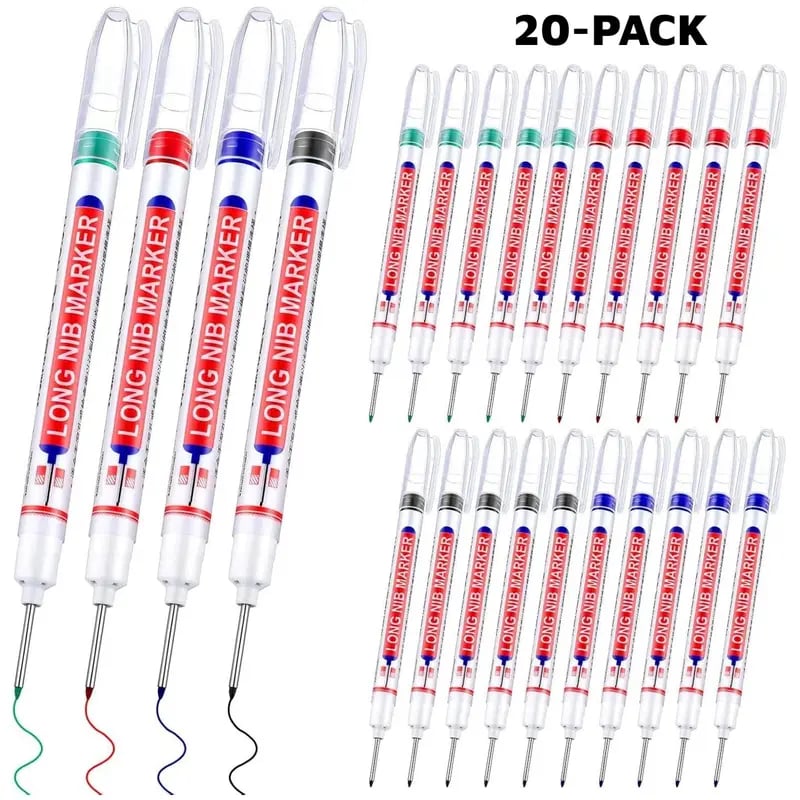🖊️20mm Long Nib Deep Hole Marker | Waterproof Oil‑Based Pen for Construction & Woodworking💧