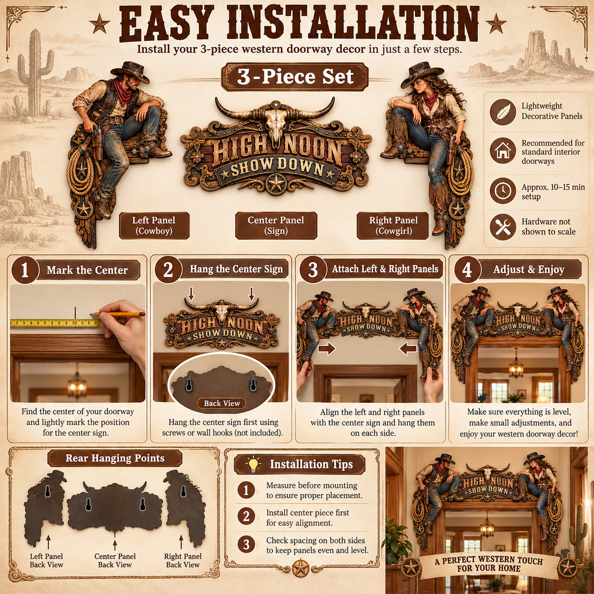 ⏰Limited Stock 50% OFF - 🤠⭐ High Noon Showdown™ Western Doorway Decor 🐂🌵
