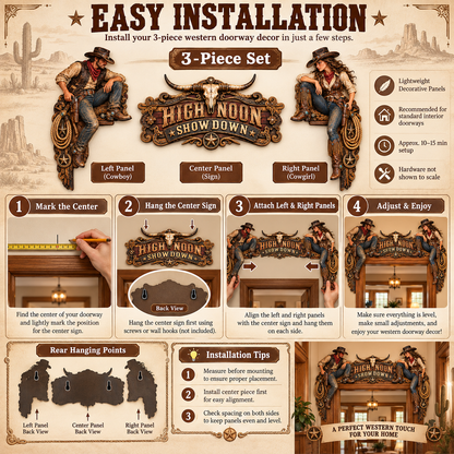 ⏰Limited Stock 50% OFF - 🤠⭐ High Noon Showdown™ Western Doorway Decor 🐂🌵