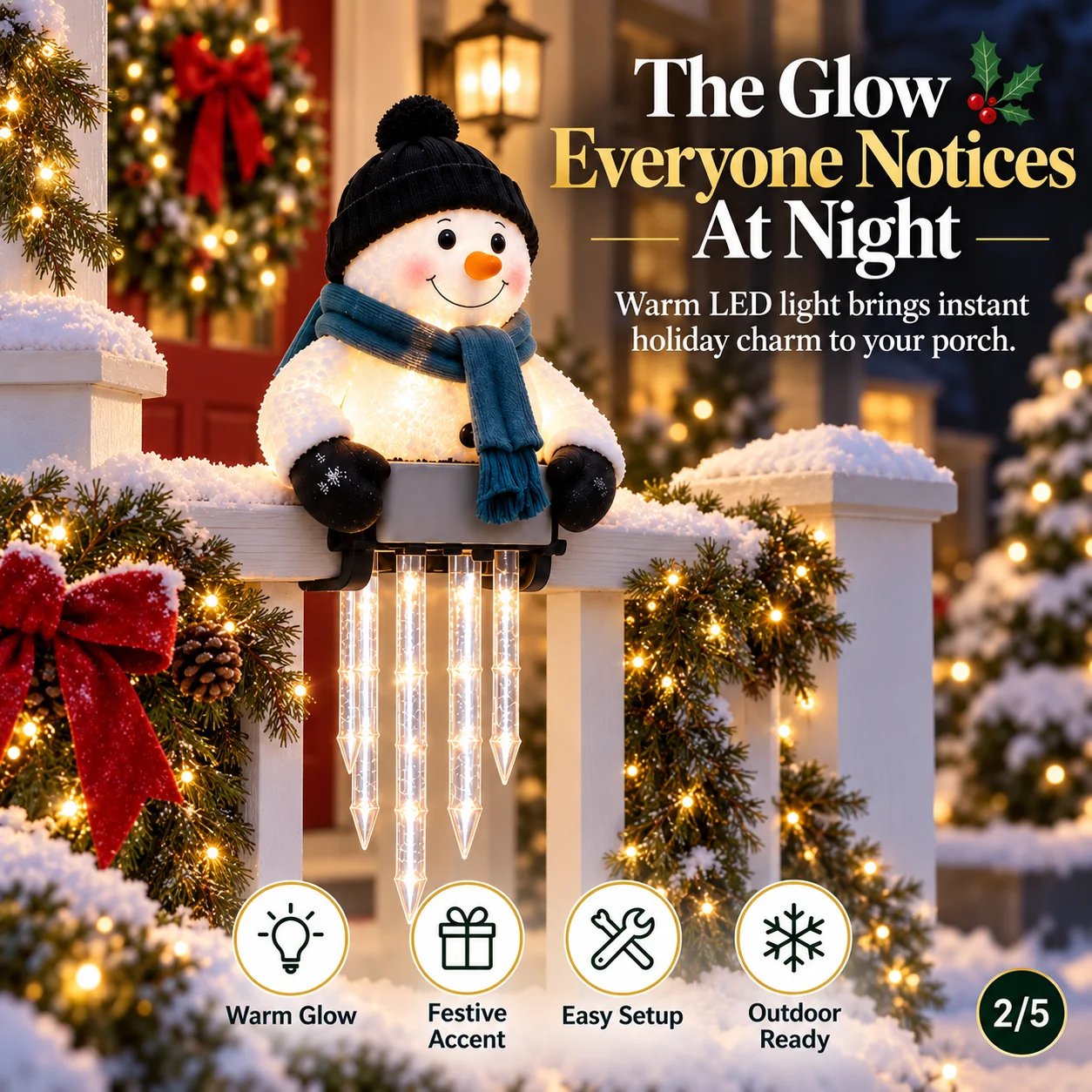 ☃️ WinterGlow Snowman Icicle Light Decor