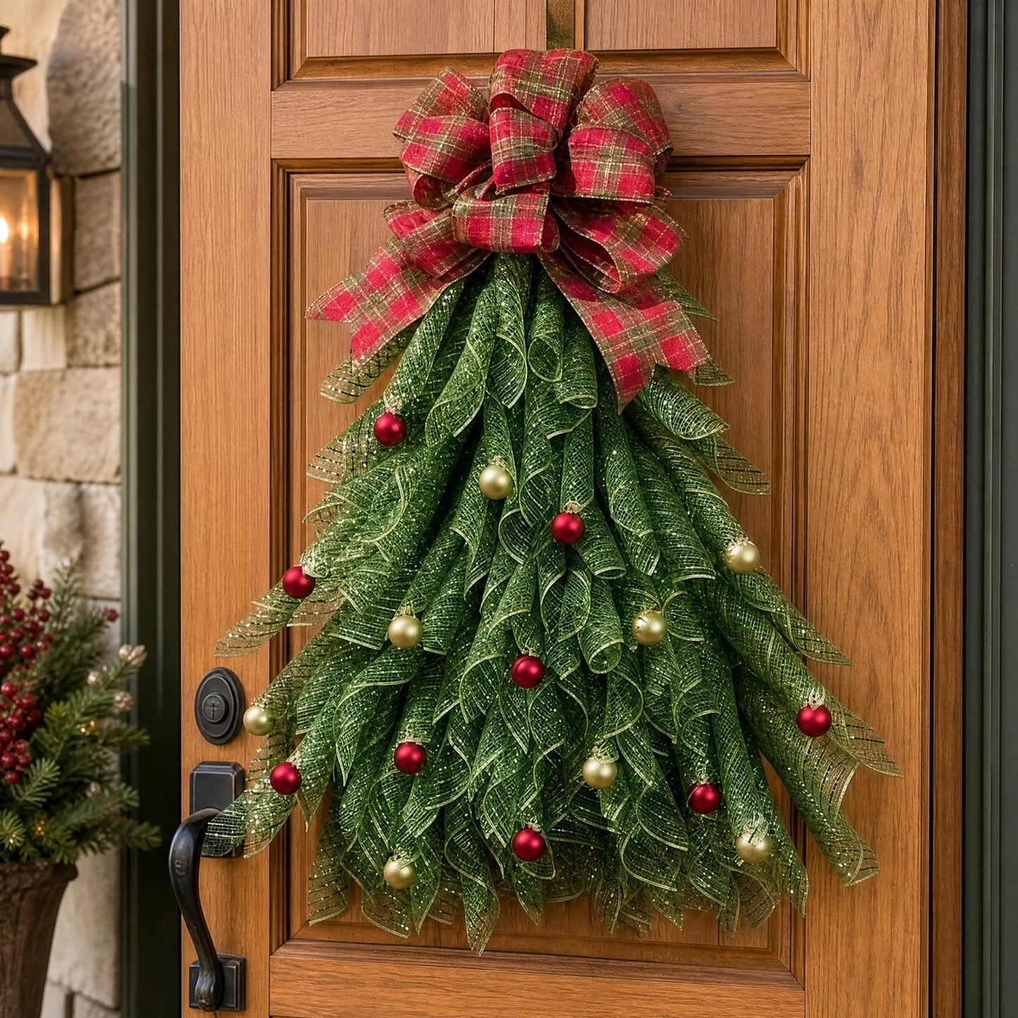 Handmade Christmas Tree Wreath for Front Door