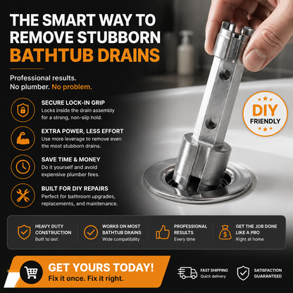 🔧Bathtub Drain Removal Wrench | Heavy-Duty Tub Drain Extractor Tool For Easy DIY Plumbing Repairs