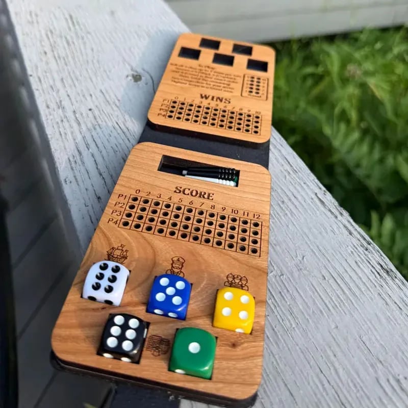 ⚓ Ship, Captain, Crew Travel Dice Game | Compact Cherry-Wood Game with Dice, Scoring Pegs & Leatherette Carry Case for 2–4 Players 🎲✨