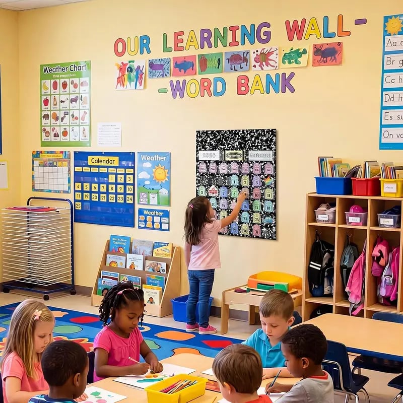 📅Back to School 2026-2028 Classroom Pencil Calendar Pocket Chart | 82 Educational Activity Cards🖍️