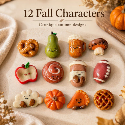 Fall Cute Character Polymer Clay Fridge Magnets 🍂🥧