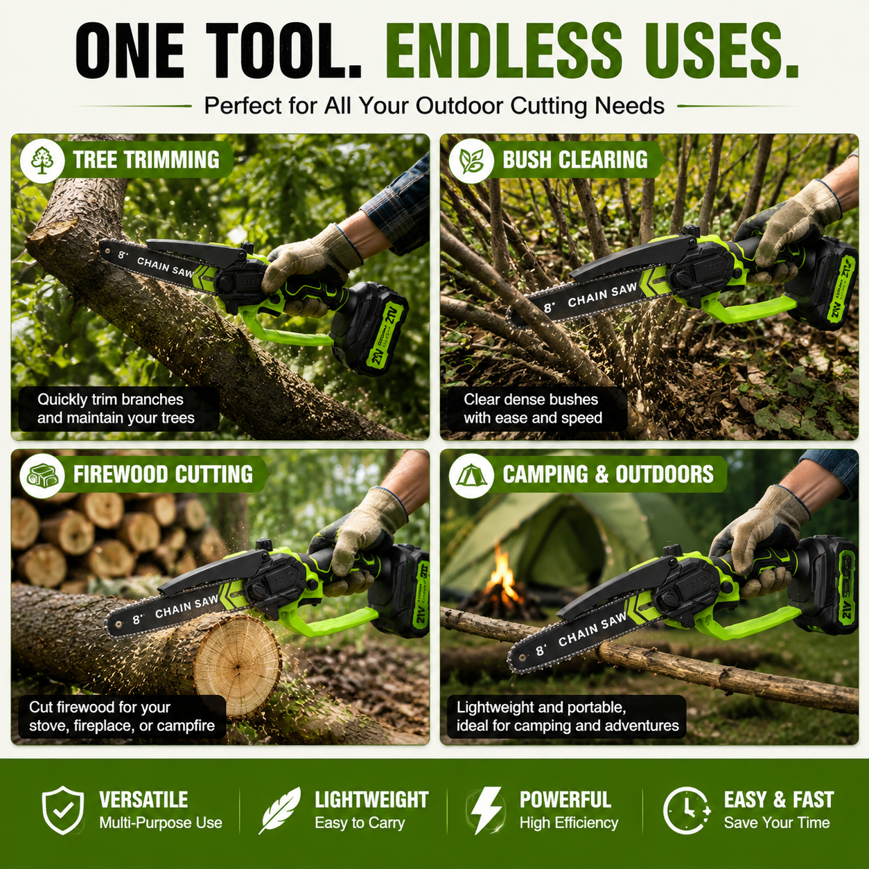 Mini Chainsaw 🔋 8-Inch Portable Electric Chainsaw for Tree Trimming & DIY  URL Handle