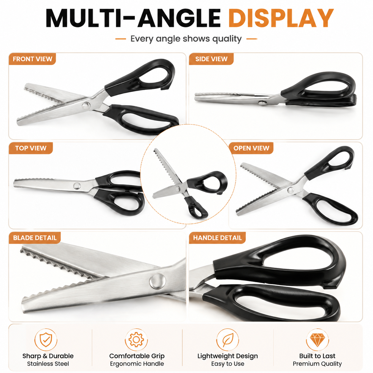 ✂️ Professional Pinking Shears – Sharp Serrated Fabric Scissors for Clean Zigzag Edges