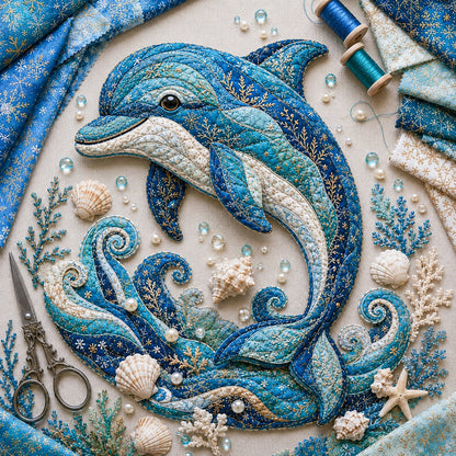 🌊🧵 Premium Ocean Patchwork DIY Kit | High-Quality Layered Fabric with Stitched Details DIY Handmade Coastal Decor 🐚✨