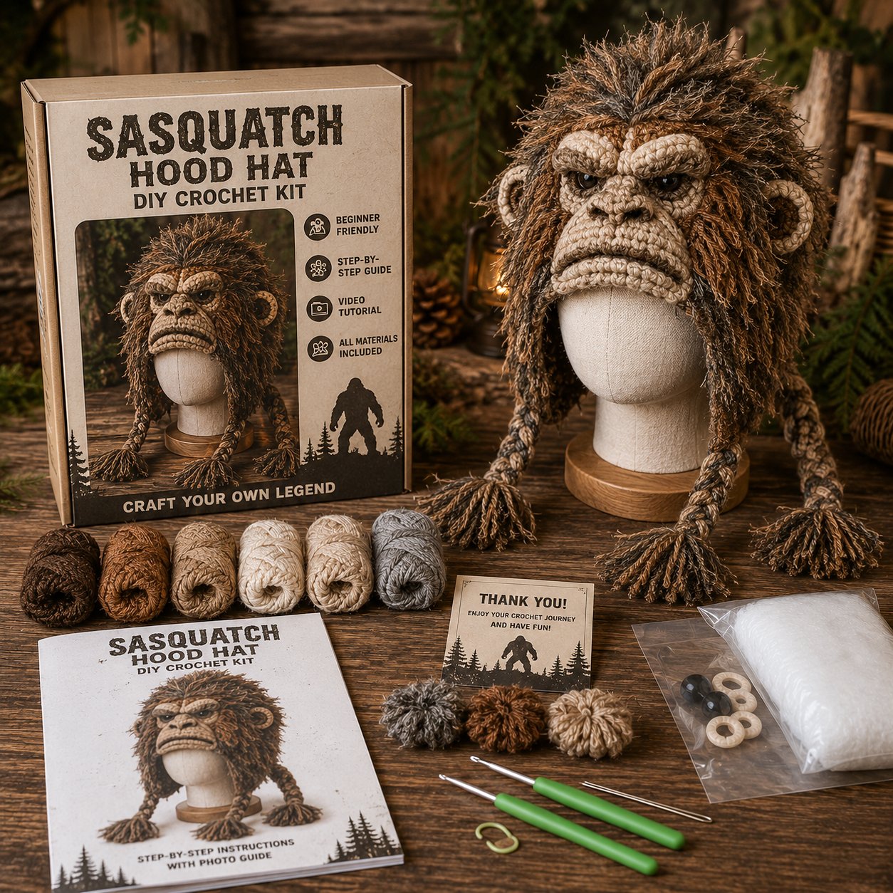 🔥 LAST DAY 49% OFF – 🐾✨ Animal Hood Hat DIY Crochet Kit | Premium Soft Yarn Materials with Step-by-Step Guide DIY Handmade Wearable Animal Character Hood 🧶🎭✨