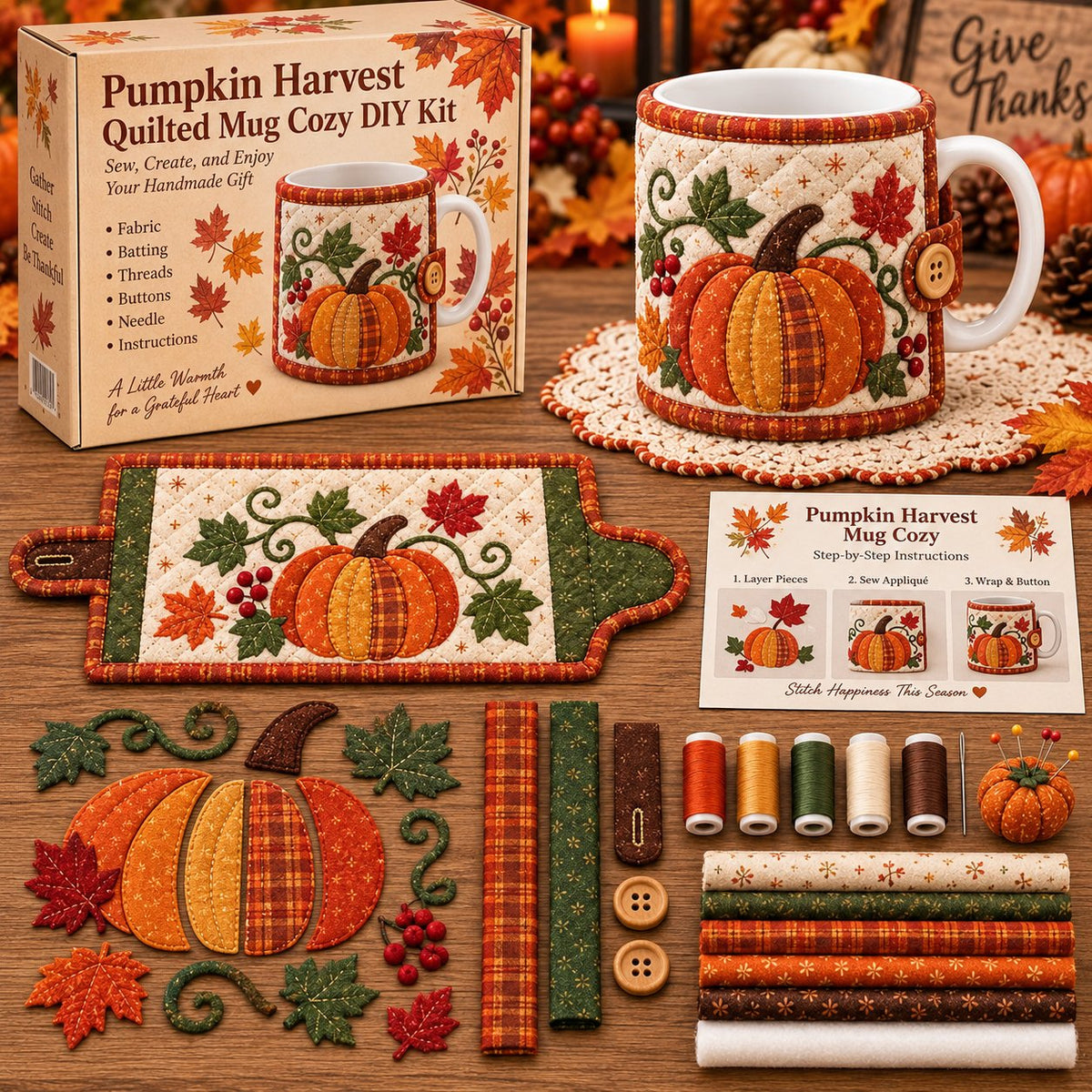 DIY Fall Mug Cozy Sewing Kit