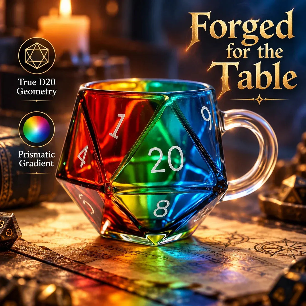 🐉🎲20-Sided Polyhedral Glass Cup | Heavy-Duty Tavern Vessel | Critical Hit Quality 🍻