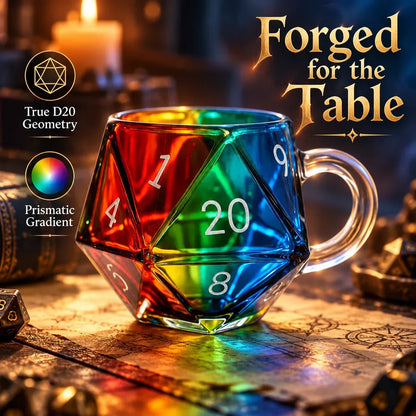 🐉🎲20-Sided Polyhedral Glass Cup | Heavy-Duty Tavern Vessel | Critical Hit Quality 🍻