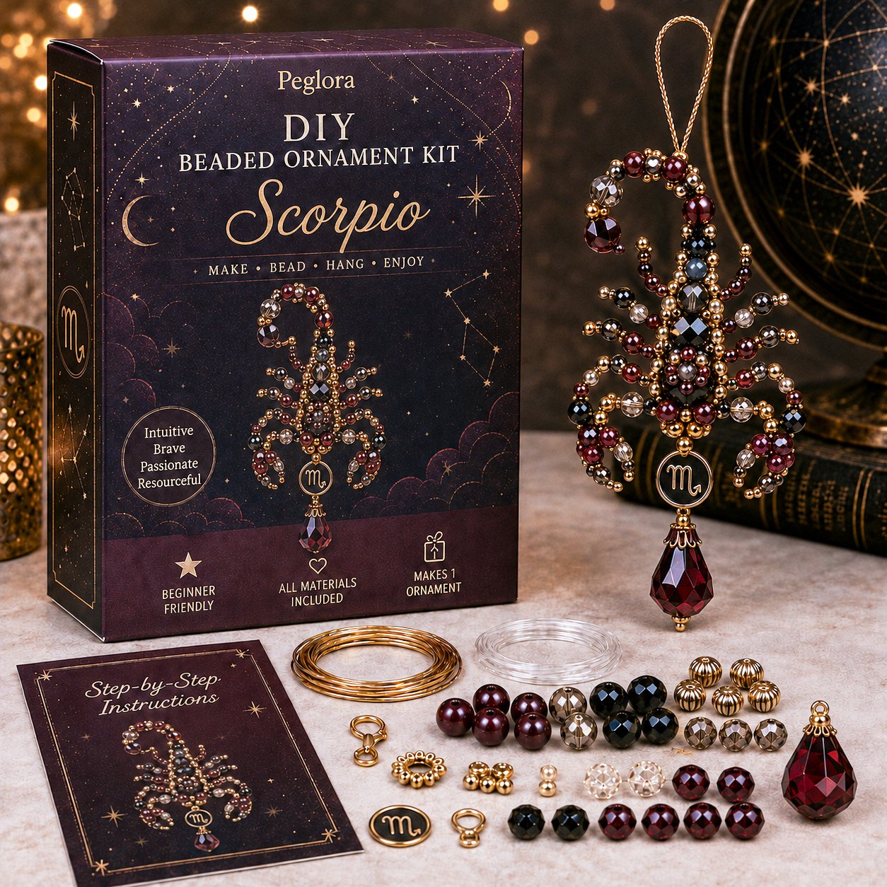 ⏳ Last Day 49% OFF – 🌙 Beginner-Friendly Zodiac Blessing Beaded Ornament DIY Kit Collection | Complete Kit with Beads, Crystal Accents, Zodiac Charms & Step-by-Step Guide Included 💕