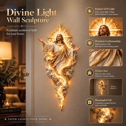 🔥✝️ Light of the World Jesus Wall Sculpture – A Radiant Symbol of Faith for the Home✝️