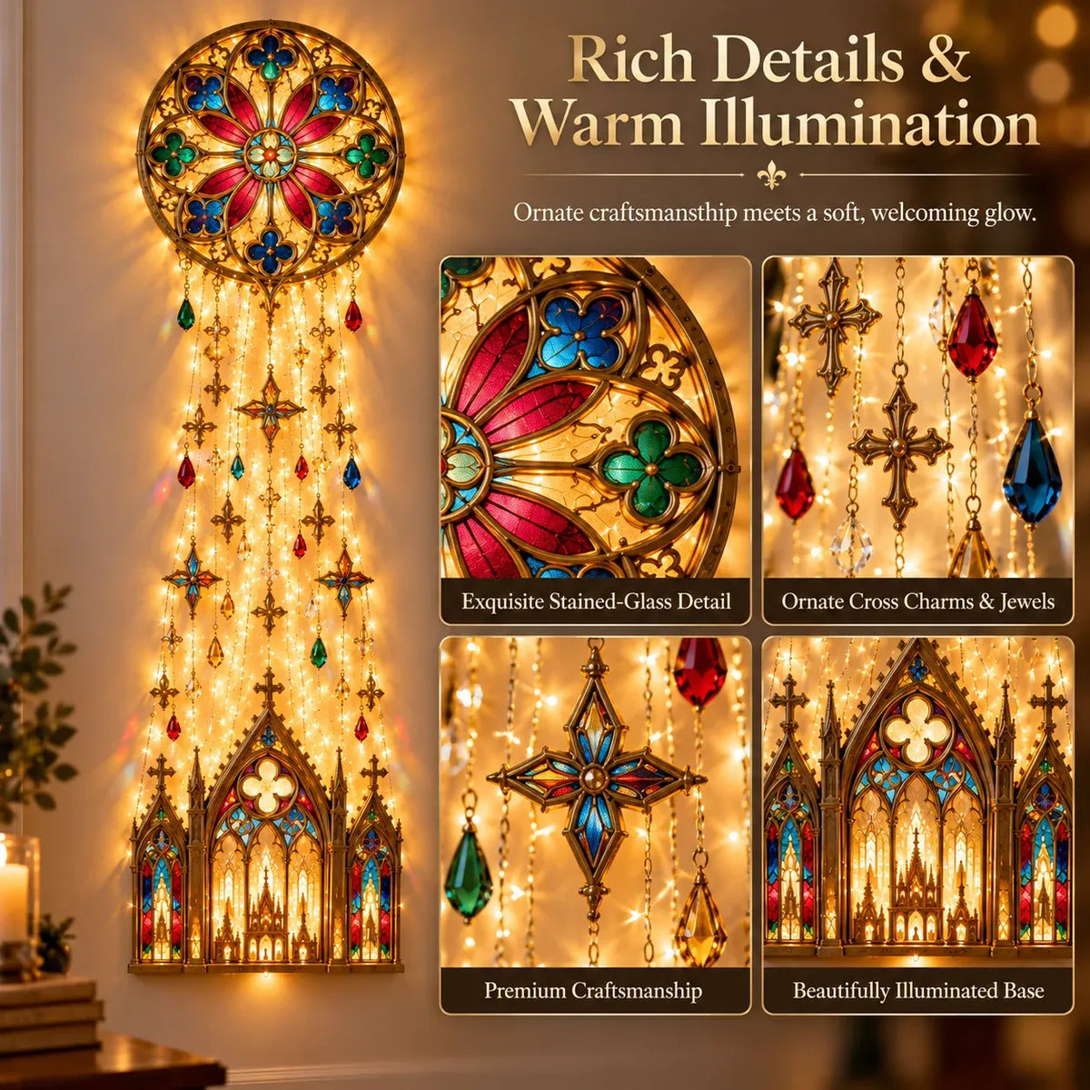 🔥😍Cathedral Grace Stained Glass Cascade Wall Light™