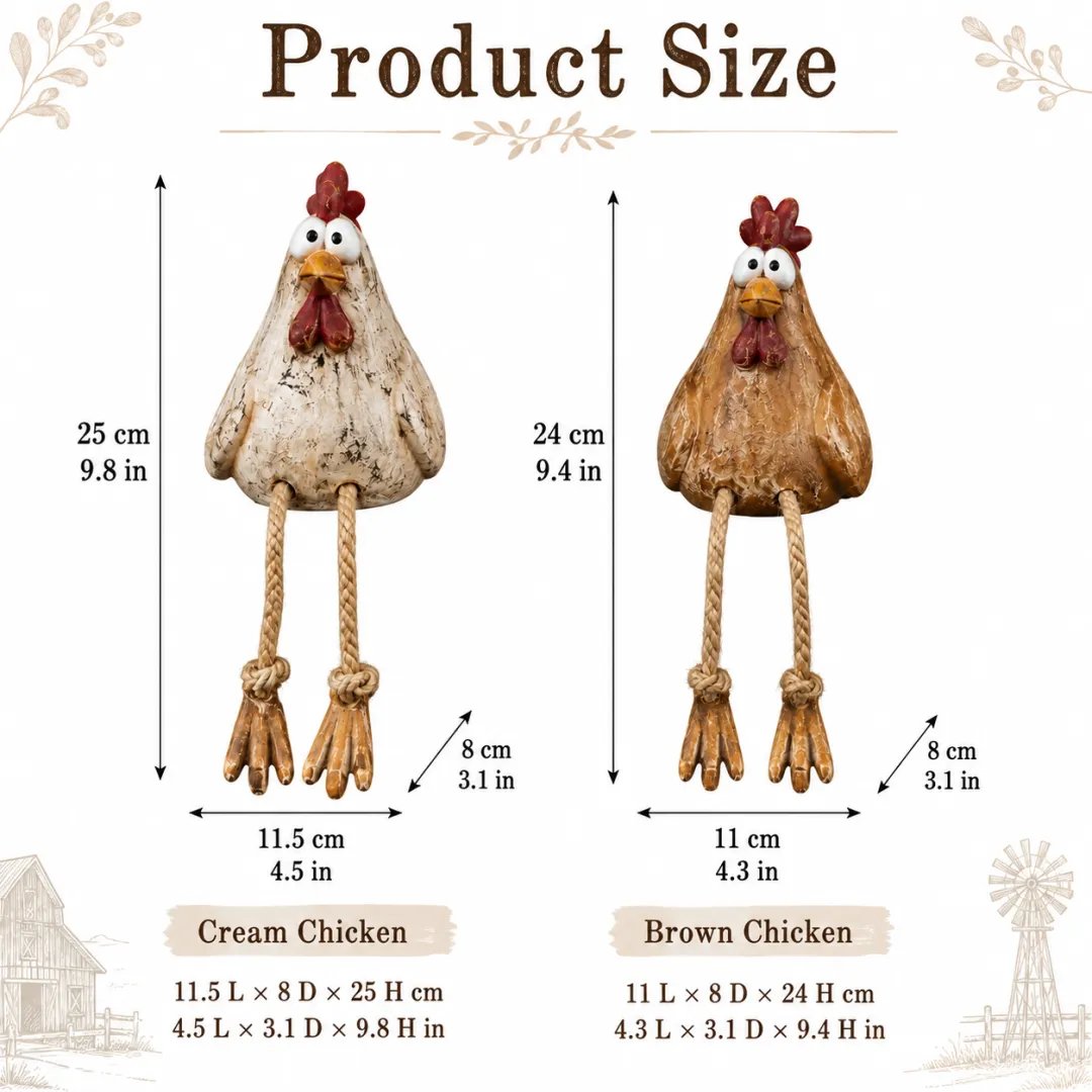 🏡🐔🪿 Playful country-style animal figurines – charming animal pairs for a cozy home