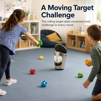 Rolling Cartoon Trash Can Toss Game