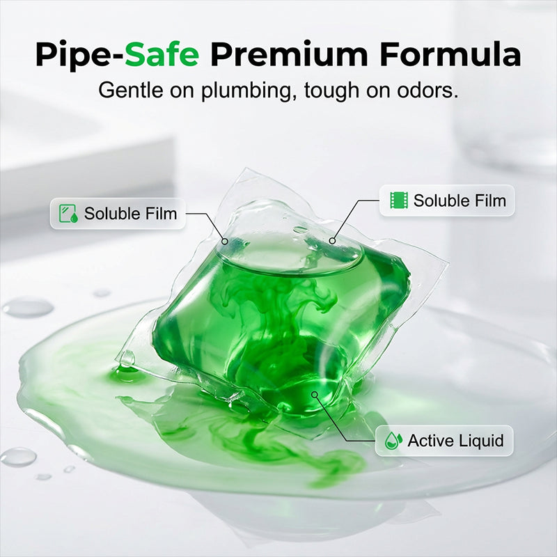 Bio-Enzyme Drain Deodorizer Pods – 50-Piece Drop-In Freshness