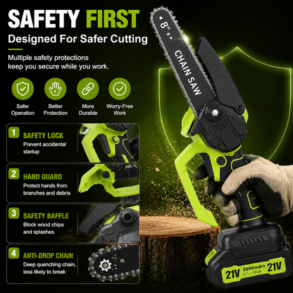 Mini Chainsaw 🔋 8-Inch Portable Electric Chainsaw for Tree Trimming & DIY  URL Handle