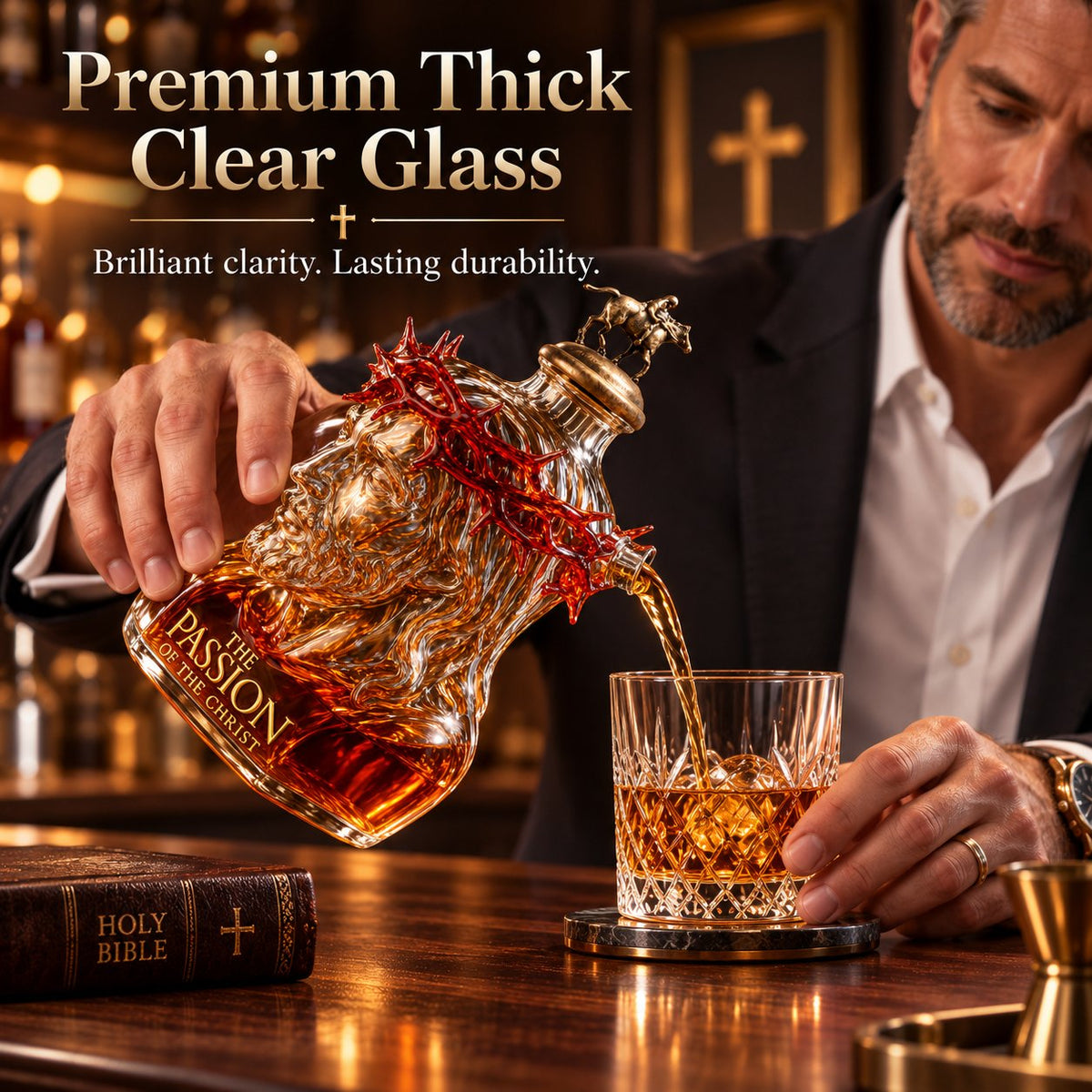 ✝️ Crown of Thorns Sculpted Glass Decanter – Faith Keepsake