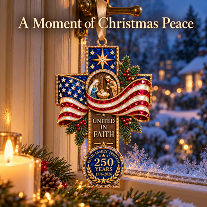 2026 United in Faith Nativity Cross Christmas Ornament – 250th Anniversary Keepsake Gift