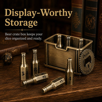 Beer Bottle Solid Metal Dice Set – 9-Piece Tabletop RPG Kit