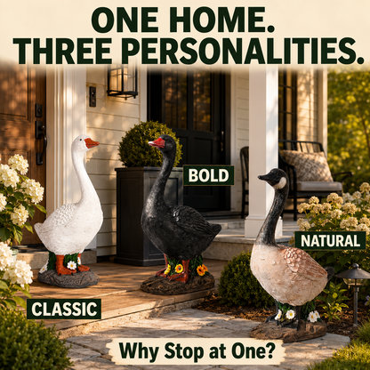 Hand-Painted Porch Goose Statue – 19” Tall, Indoor & Outdoor