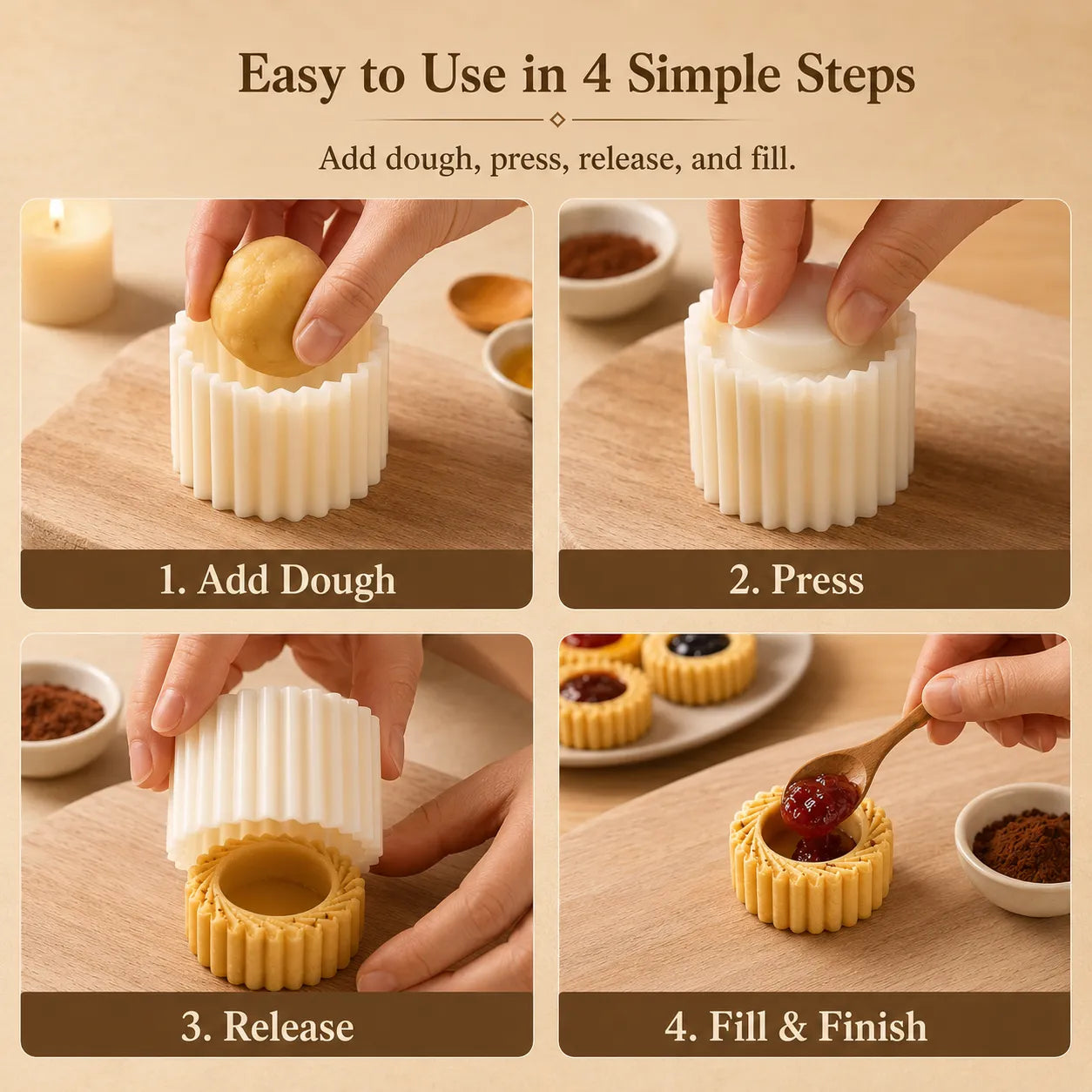 ⏳ Last Day 49% OFF – 🍪 6-Shape Hand-Press Pastry Mold Set | Create Beautiful Homemade Treats For Family Baking, Tea Parties, Seasonal Desserts & Gifting ✨