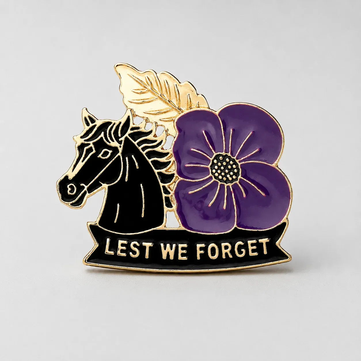 🐴 111th Anniversary War Horse Purple Poppy Remembrance Brooch | Meaningful Memorial Keepsake with Antique-Inspired Details for Veterans, Horse Lovers & History Collectors 💜