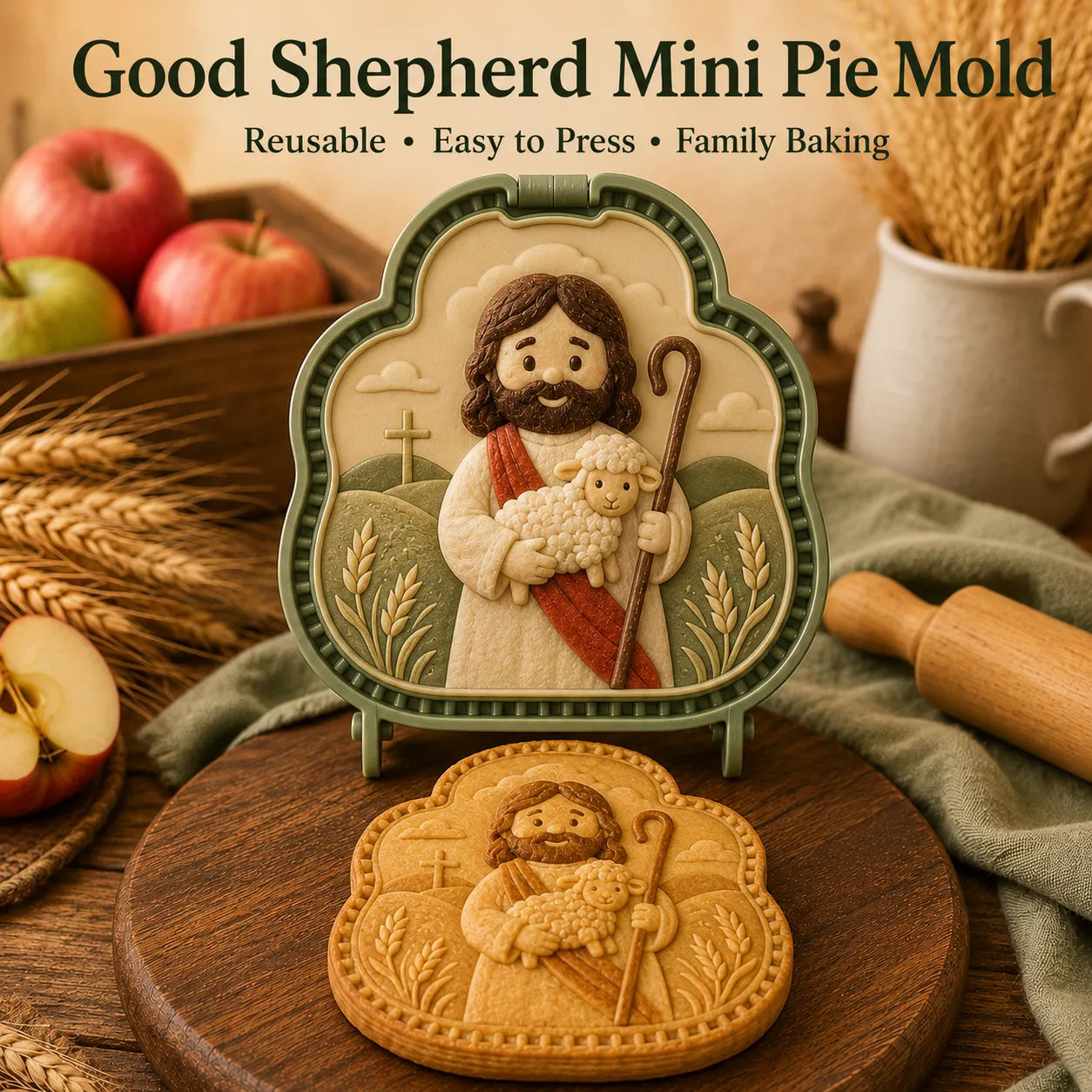 ⏳ Last Day 49% OFF – ✝️ 16-Design Christian Mini Pie Mold Collection | Reusable Embossed Molds for Shaping Detailed Jesus, Mary, Angels, Crosses, Dove & Faith-Inspired Pies 🥧✨