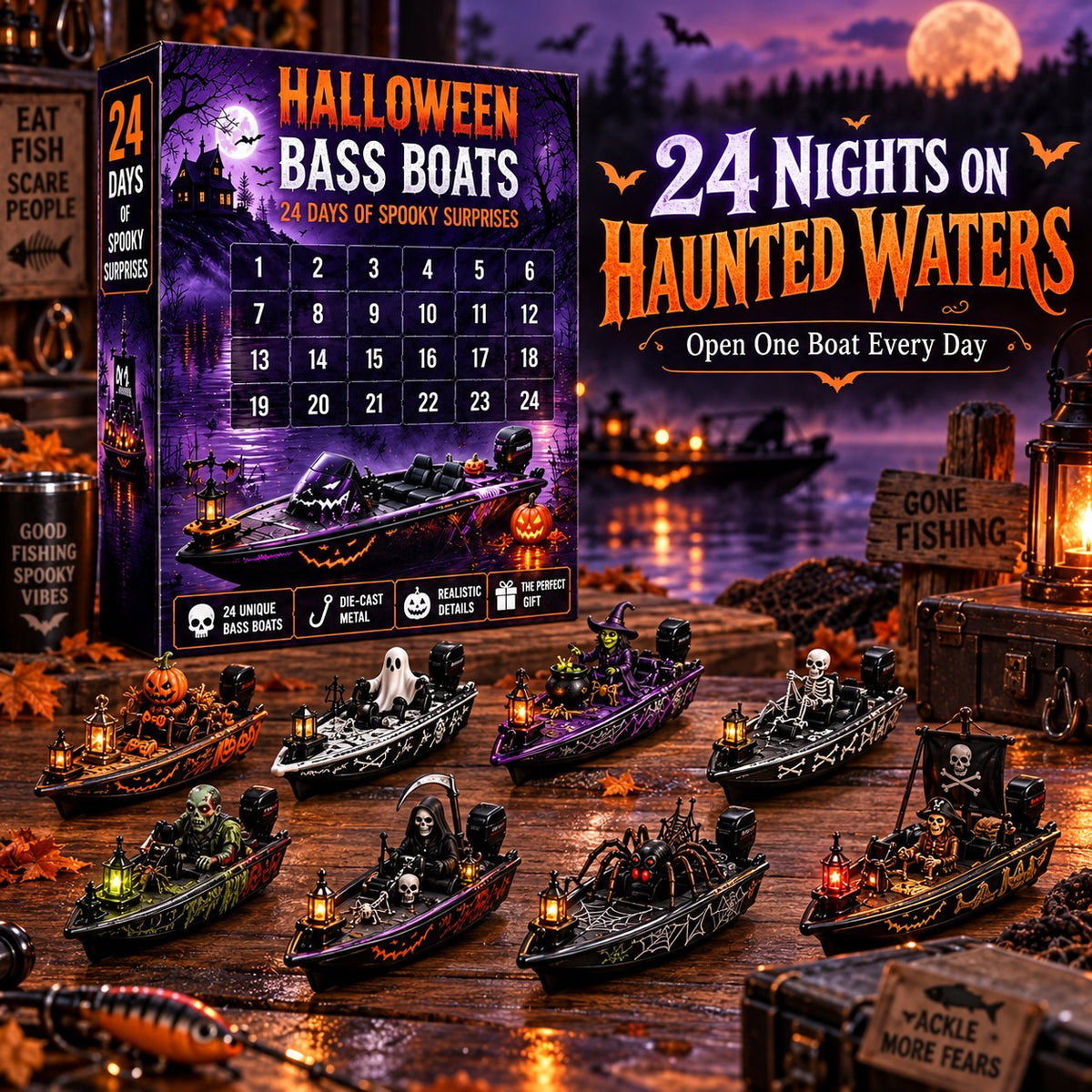🎃 2026 Haunted Bass Boats Advent Calendar | 24 Surprises