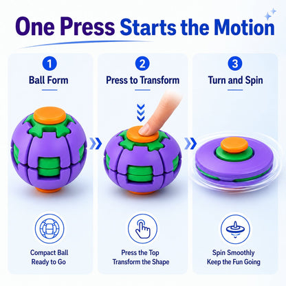 🔥Last Day 50% OFF🌀Press, Spin & Unwind In Seconds - 3D Printed Transforming Press-to-Spin Fidget Ball✨