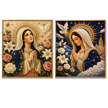 🙏New Arrivals 49% OFF-2026  Divine Pearl Bead Virgin Mary Icon – A Peaceful DIY Faith Art Gift ✨