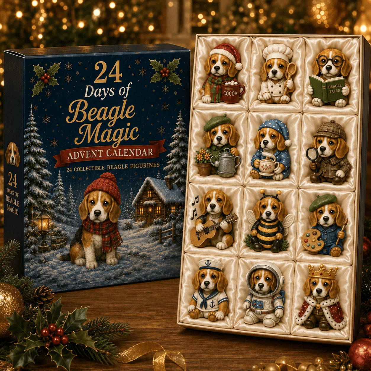 Beagle Magic Advent Calendar 2026 – 24 Days of Unique Beagle Miniature Collectibles, 24 Cute Holiday