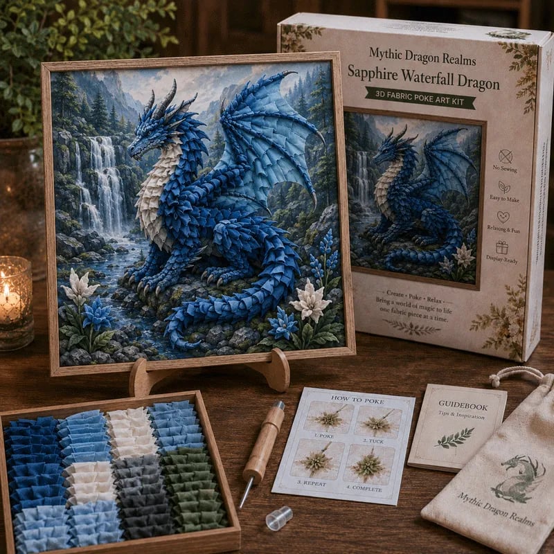 🎁🐉 Mythic Dragon Realms 3D Fabric Poke Art Kit