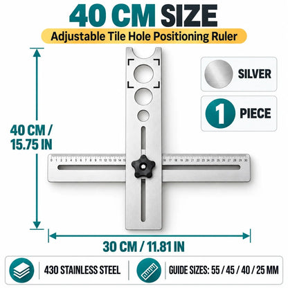 📏40CM Adjustable Stainless Steel Tile Hole Positioning Ruler📐
