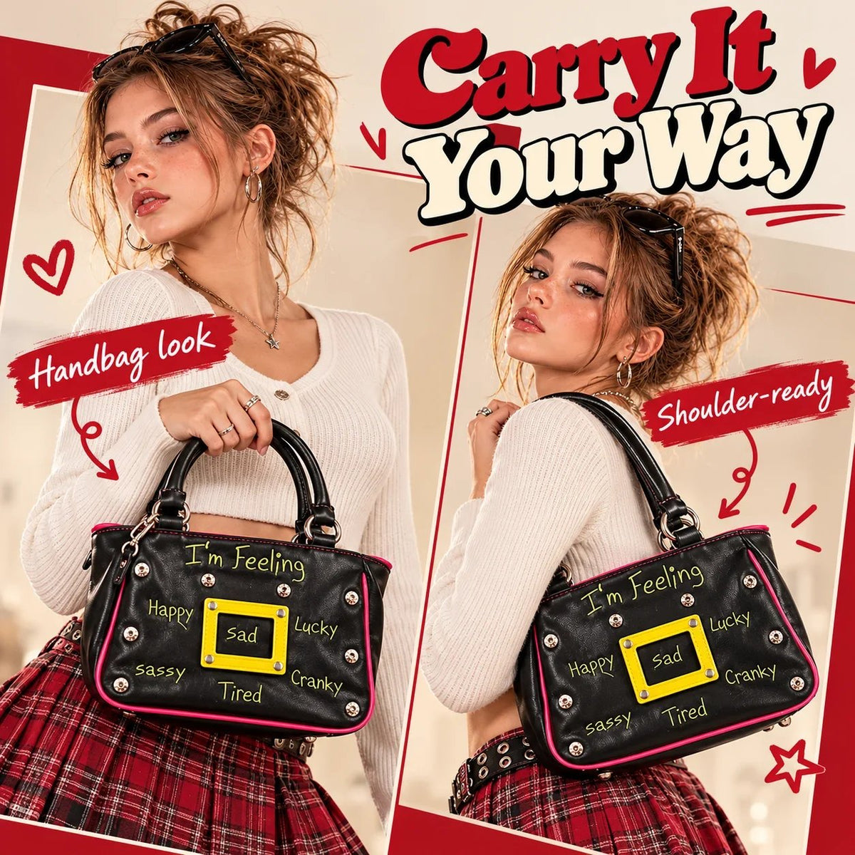 🔥 Y2K Mood Shoulder Bag - Change Your Mood, Change Your Style!