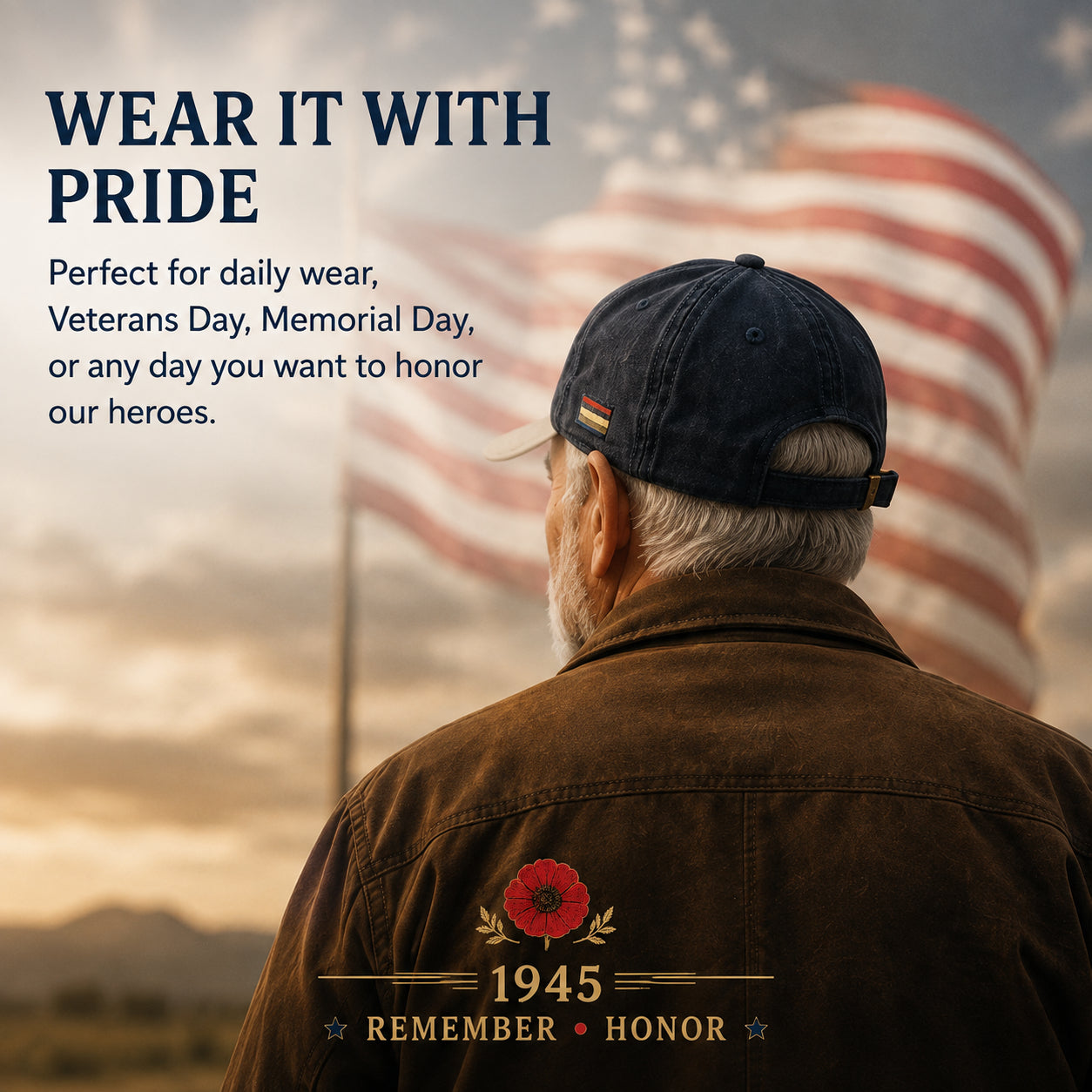🎁 The Greatest Generation 1945 Memorial Poppy Cap – Remember & Honor