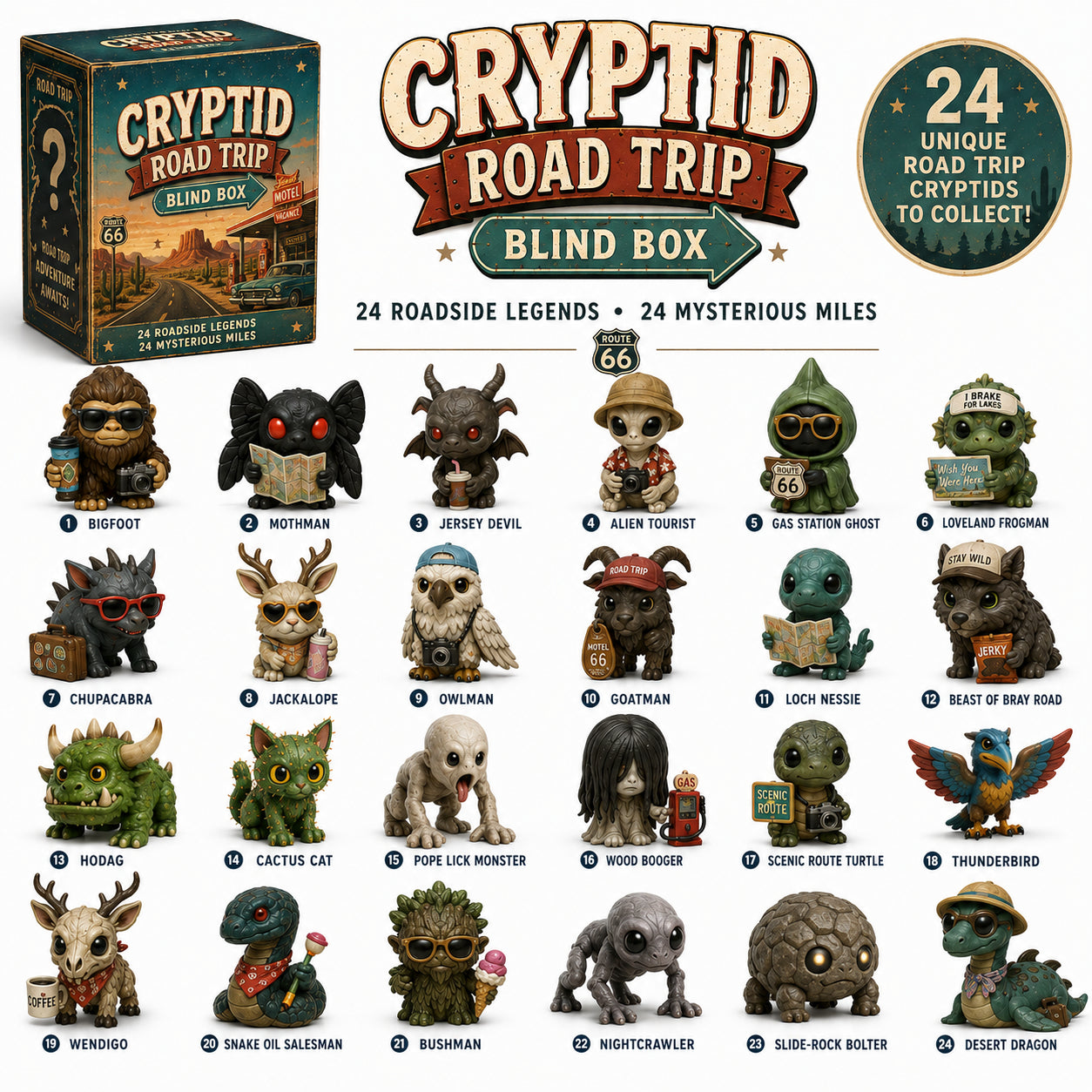 👁️ North American Cryptids Blind Box – 24 Legends, 24 Mysteries 👹