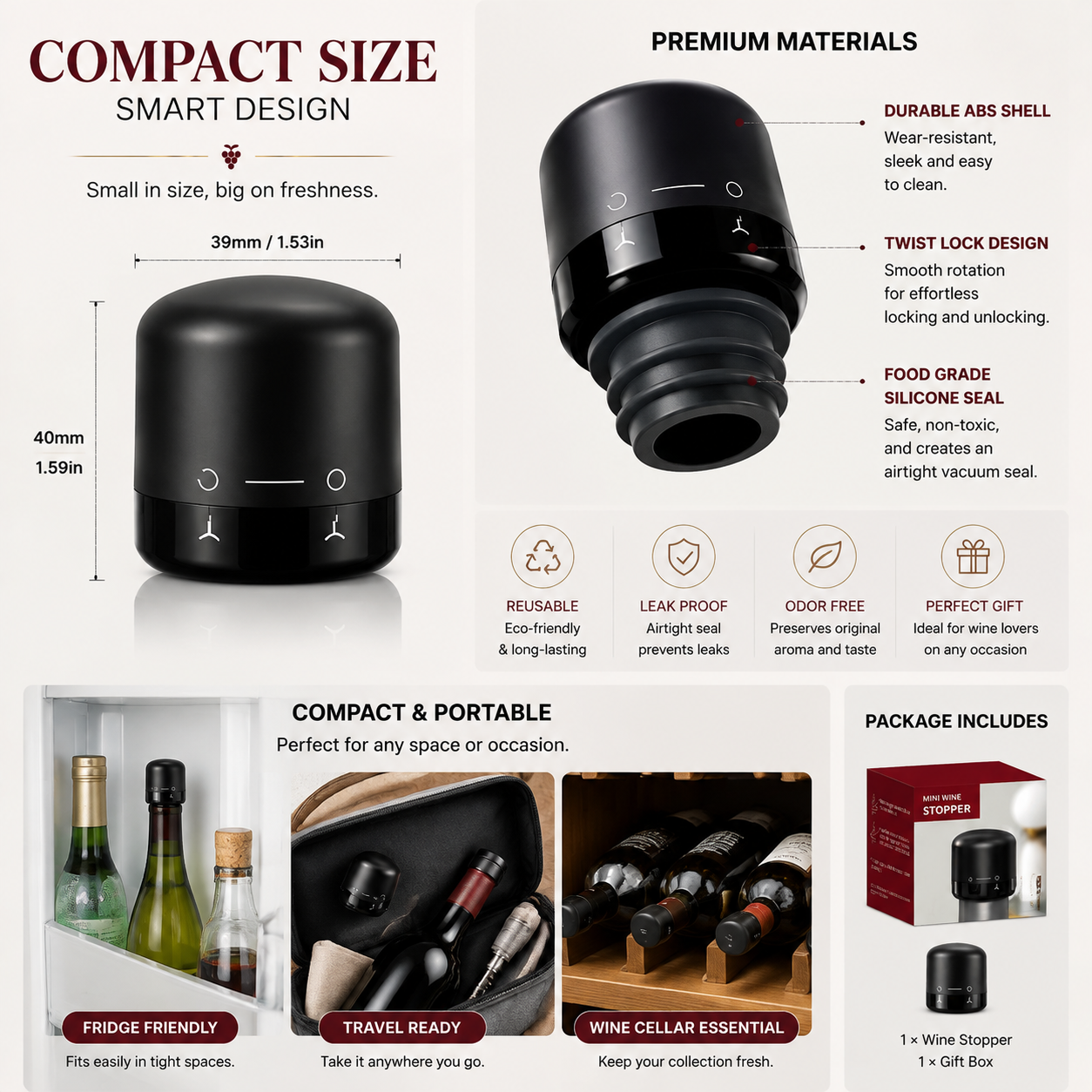 🍷 Premium Vacuum Wine Stopper – Keep Wine Fresh Longer with Airtight Seal