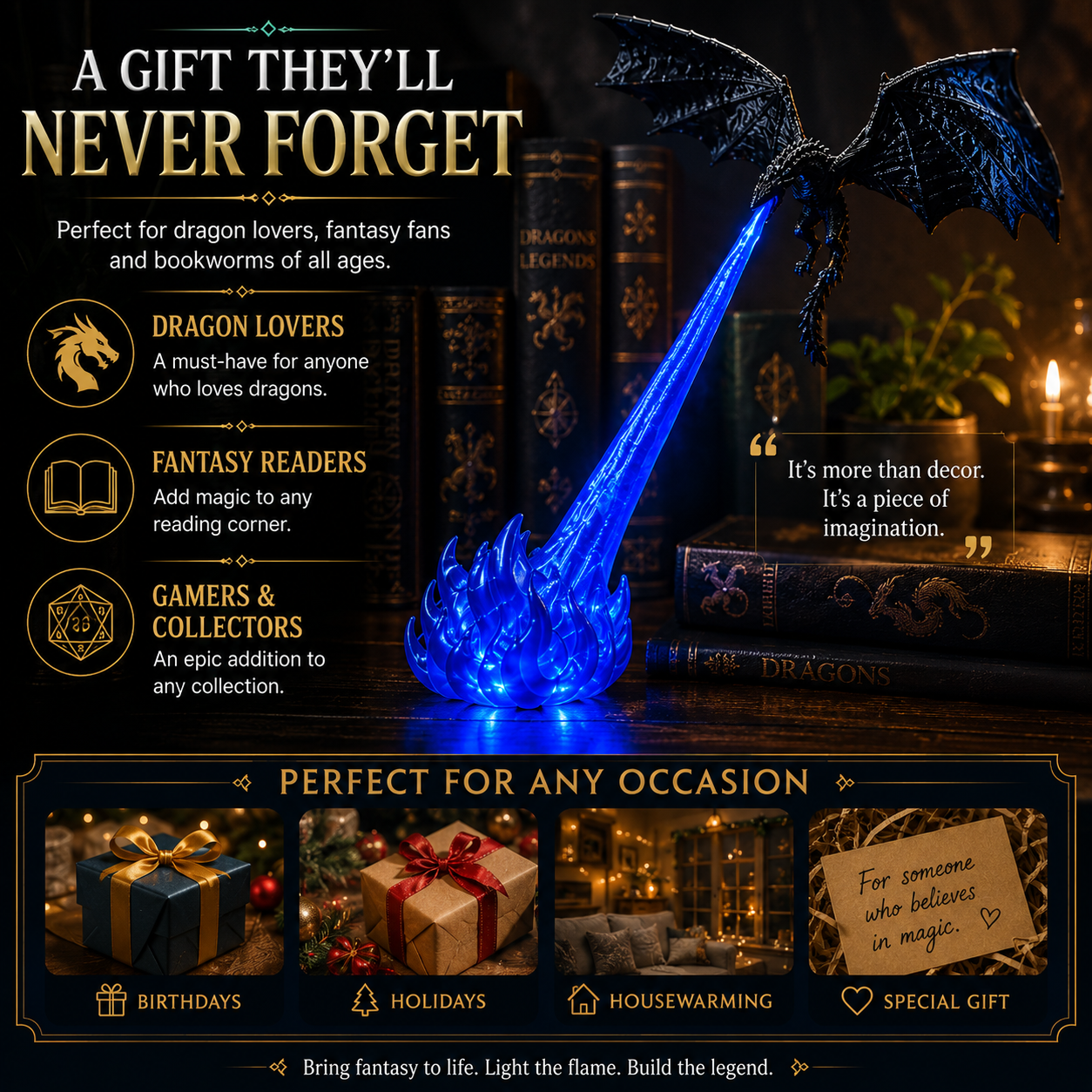 dragon LED display gift for fantasy fans