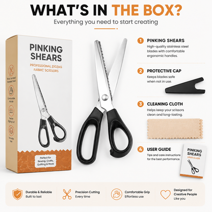 ✂️Professional Pinking Shears – Stainless Steel Zigzag Fabric Cutting Scissors✨🧵