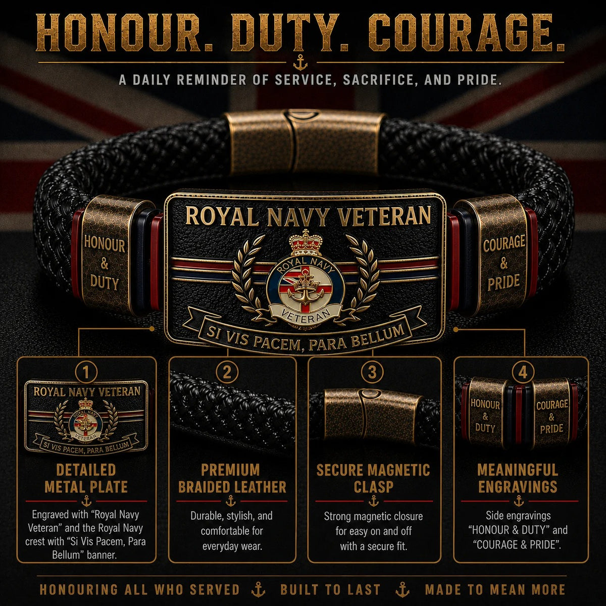 ⚓Royal Navy Veteran “Si Vis Pacem, Para Bellum” Tribute Bracelet