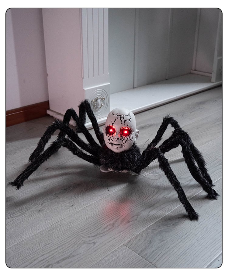 🕷️ Sound-Activated Crawling Baby-Face Spider Halloween Decor 🎃