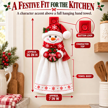 🎄 Christmas Hanging Hand Towel | Button-On Loop Keeps It Within Reach