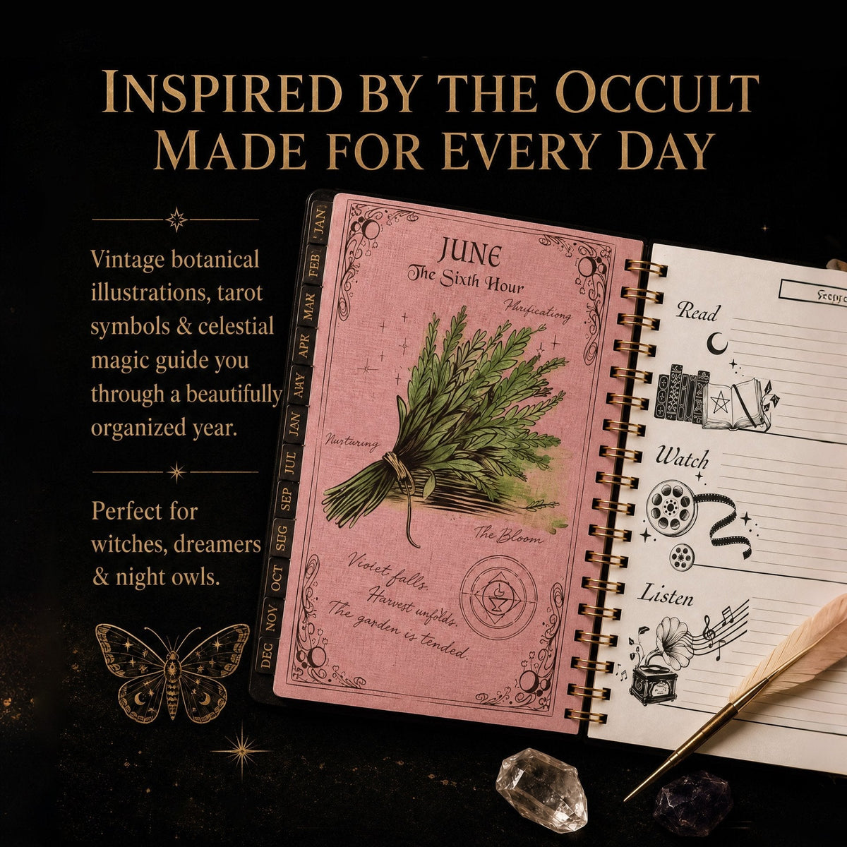 ✍️📕Waiting for the Night: The Witching Hour 2027 Weekly Planner🖤Gothic Romance & Practical Magic for the Year Ahead.